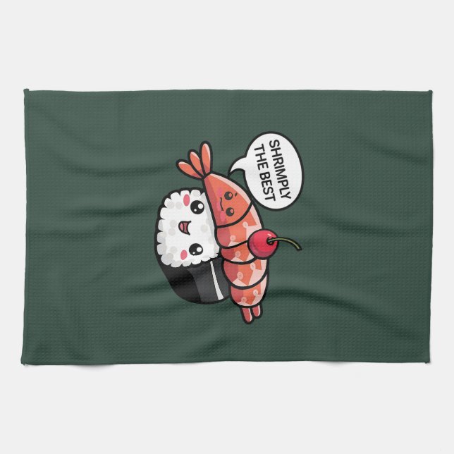 shrimply the best kawaii sushi kitchen towel (Horizontal)