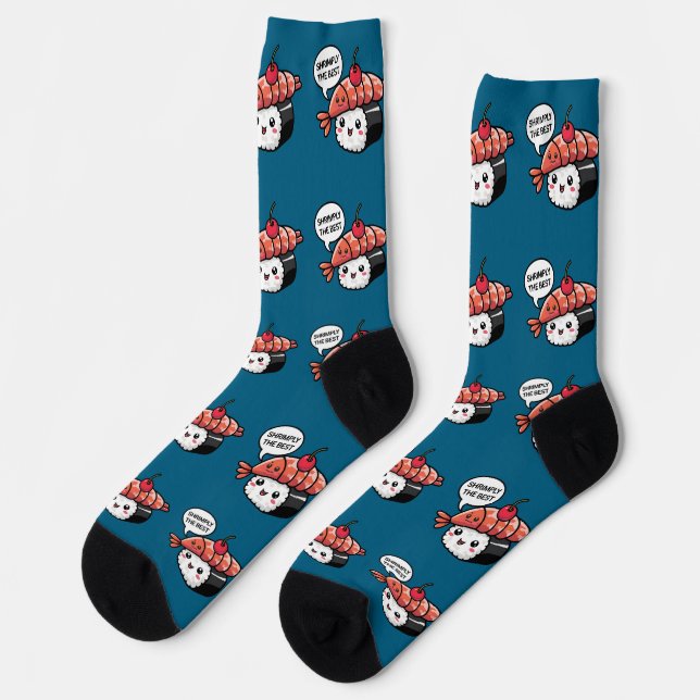 shrimply the best kawaii sushi socks (Left)