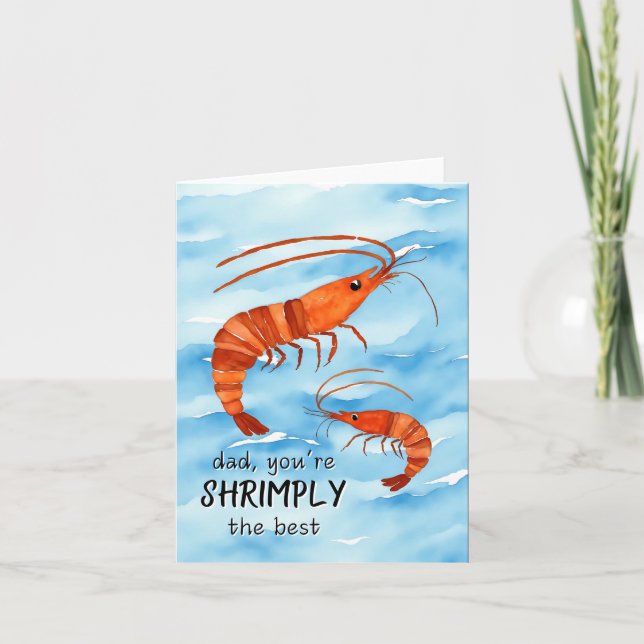 Shrimply the Best Watercolor Shrimp Card (Front)