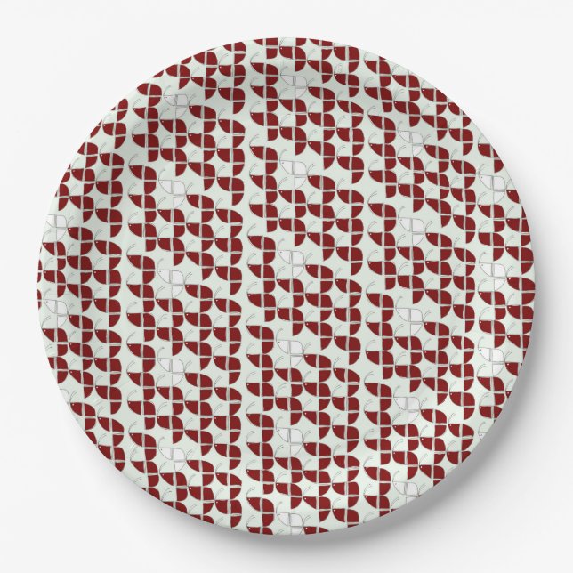 SHRIMPLY White Bones Pattern, Aqiqah Baby Shower Paper Plates (Front)