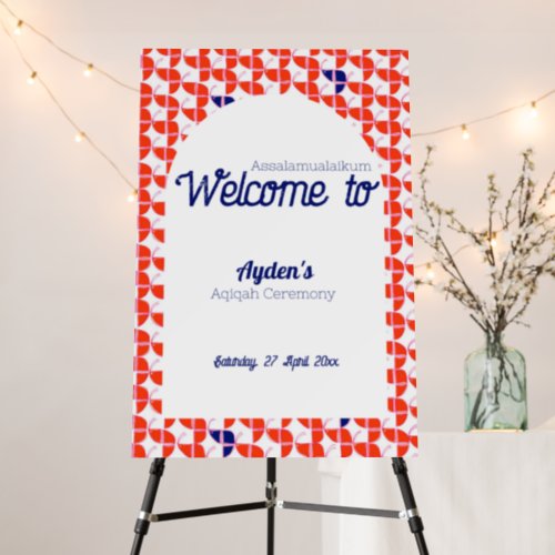 SHRIMPLY White Orange Baby Shower Welcome Sign