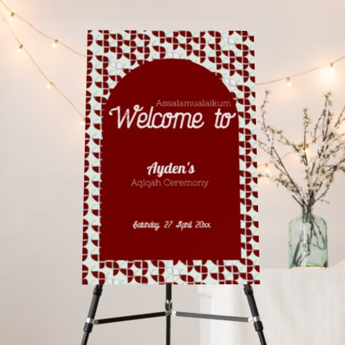 SHRIMPLY White Red Baby Shower Welcome Sign