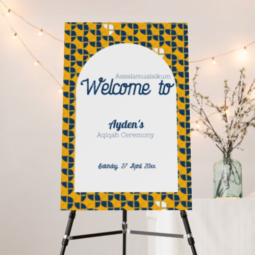 SHRIMPLY White Yellow Baby Shower Welcome Sign