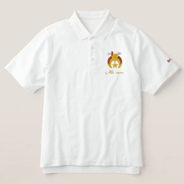 Shriner Logo with personalized name Embroidered Polo Shirt (Design Front)