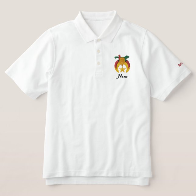 Shriner Logo with personalized name Embroidered Polo Shirt (Design Front)