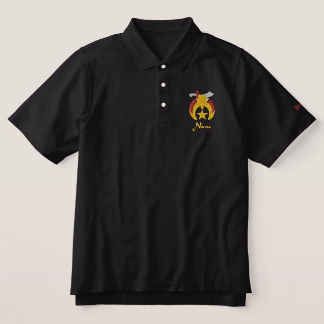 Shriner Logo with personalized name Embroidered Polo Shirt (Design Front)