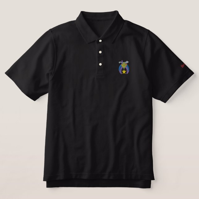 Shriner Logo with personalized name Embroidered Polo Shirt (Design Front)