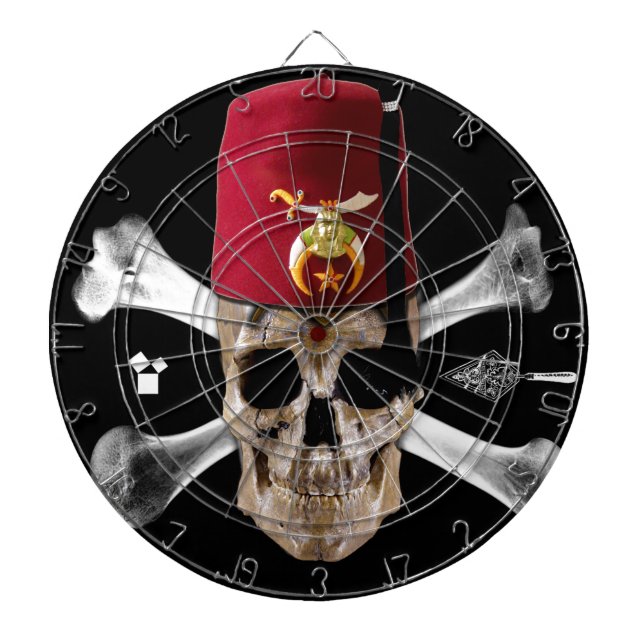 Shriner Masonic  Skull and Bones with Fez Dart Board (Front)