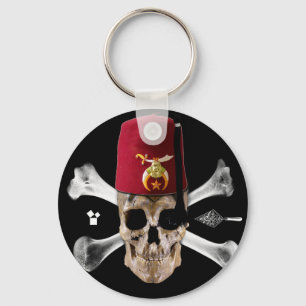 Shriner Masonic  Skull and Bones with Fez Keychain