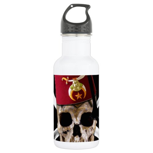 Shriner Masonic Skull Tipped Fez Water Bottle