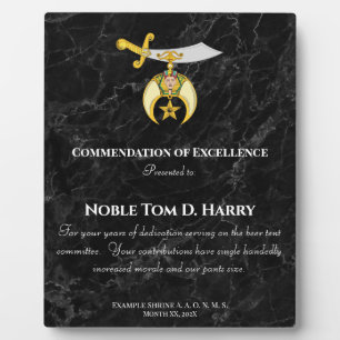Shriners Appreciation Award Plaque