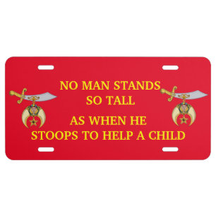 SHRINERS CUSTOM LICENSE PLATE ALUMINUM or PLASTIC