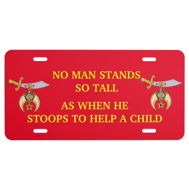 SHRINERS CUSTOM LICENSE PLATE ALUMINUM or PLASTIC (Front)