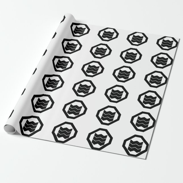 Shrinkage-shaped Kanji for three on tray Wrapping Paper (Unrolled)