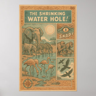 Shrinking Water Hole Survival Comic Poster
