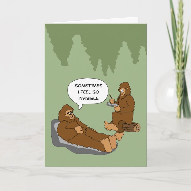 Shrink's Office Funny Sasquatch Cartoon Custom Card (Front)