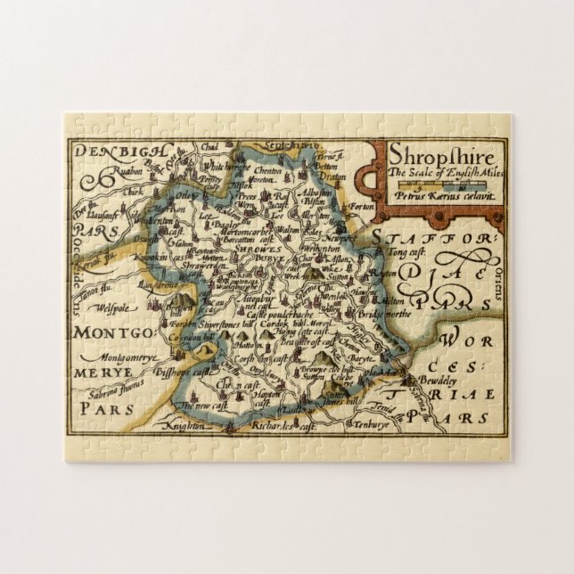 Shropshire County England Old Antiquarian Map Jigsaw Puzzle (Horizontal)