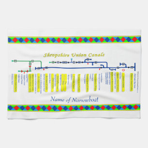 Shropshire Union Canal Route UK Waterways Yellow Kitchen Towel