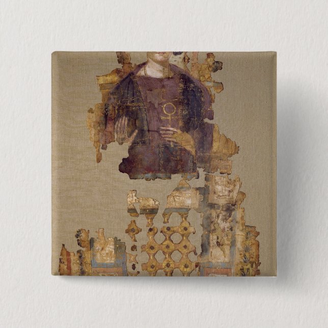 Shroud depicting a woman holding an ankh button (Front)