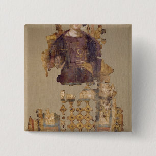 Shroud depicting a woman holding an ankh button