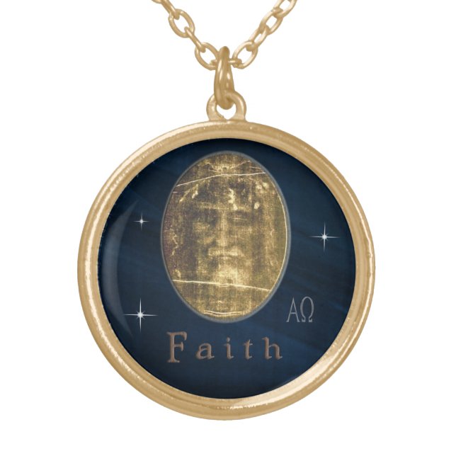 Shroud of Turin Gold Plated Necklace (Front)