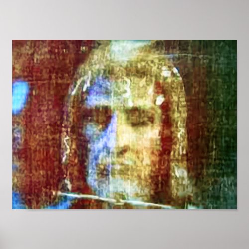 Shroud of Turin Real Face Jesus Christ Colorized Poster