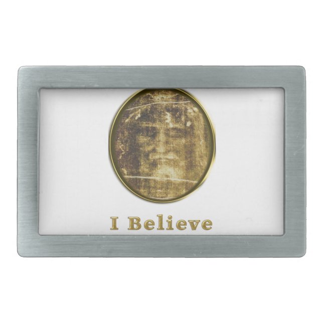 Shroud of Turin Rectangular Belt Buckle (Front)