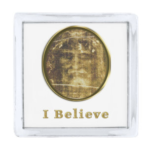 shroud of turin silver finish lapel pin