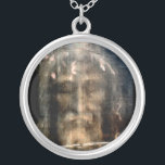 Shroud of Turin Silver Plated Necklace<br><div class="desc">This the face on the Shroud of Turin.  The Shroud of Turin or Turin Shroud is a length of linen cloth bearing the negative image of a man who is alleged to be Jesus of Nazareth.</div>