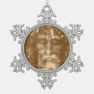 SHROUD OF TURIN SNOWFLAKE PEWTER CHRISTMAS ORNAMENT
