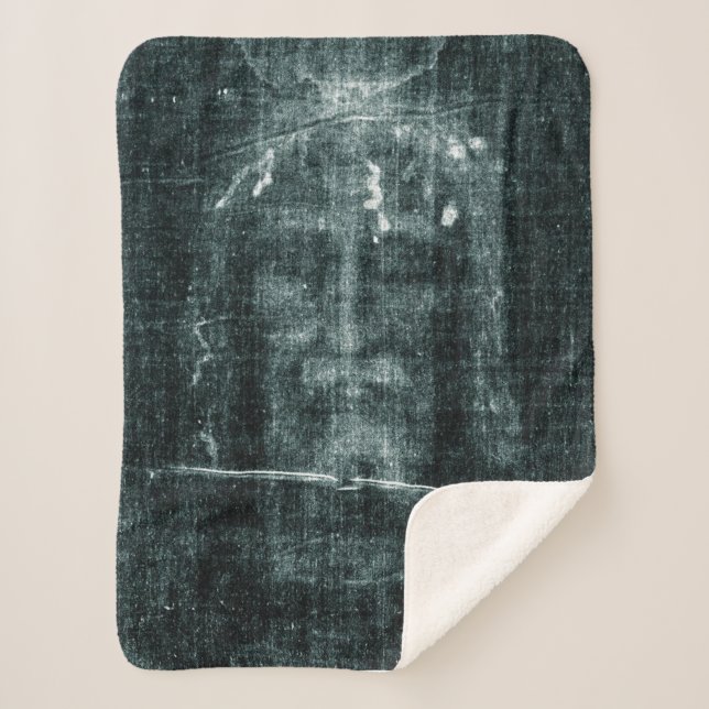 Shroud of Turin (Turin Shroud) Jesus Christ Face Sherpa Blanket (Front)