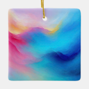 “Shroudglen” Pink and Blue Landscape Seascape. Ceramic Ornament
