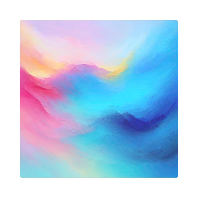 “Shroudglen” Pink and Blue Landscape Seascape.  Metal Print (Front)
