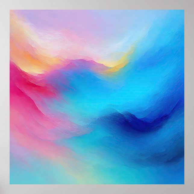 “Shroudglen” Pink and Blue Landscape Seascape.  Poster (Front)