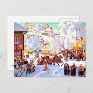"Shrovetide" by Boris Kustodiev, Holiday Postcard