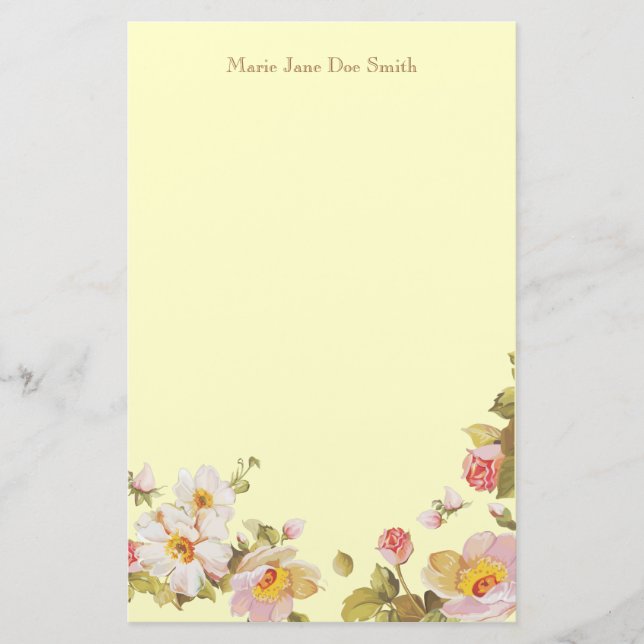Shrub Roses Personalized Stationery (Front)