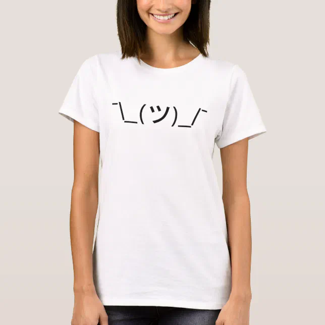 Shrug Emoticon ¯\_(ツ)_/¯ Japanese Kaomoji T-Shirt | Zazzle