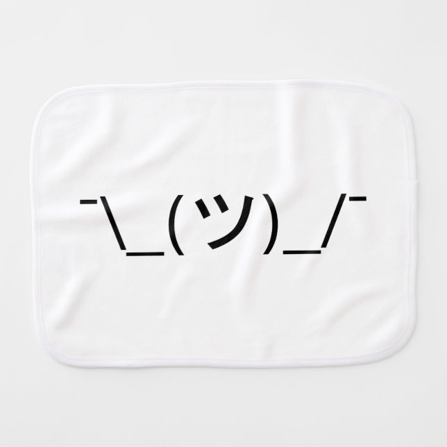 Shrug Emoticon ¯\_(ツ)_/¯ Japanese Kaomoji Baby Burp Cloth (Front Horizontal)