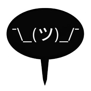 Shrug Emoticon ¯\_(ツ)_/¯ Japanese Kaomoji Cake Topper