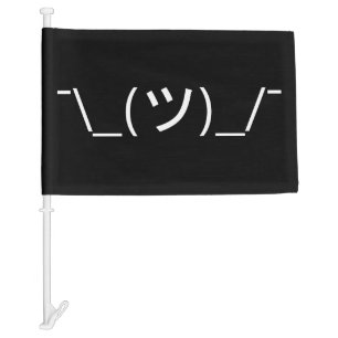 Shrug Emoticon ¯\_(ツ)_/¯ Japanese Kaomoji Car Flag