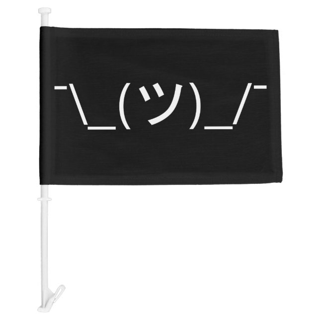 Shrug Emoticon ¯\_(ツ)_/¯ Japanese Kaomoji Car Flag (Front)