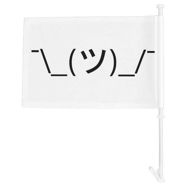 Shrug Emoticon ¯\_(ツ)_/¯ Japanese Kaomoji Car Flag (Back)
