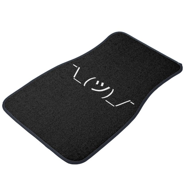 Shrug Emoticon ¯\_(ツ)_/¯ Japanese Kaomoji Car Floor Mat (Angled)