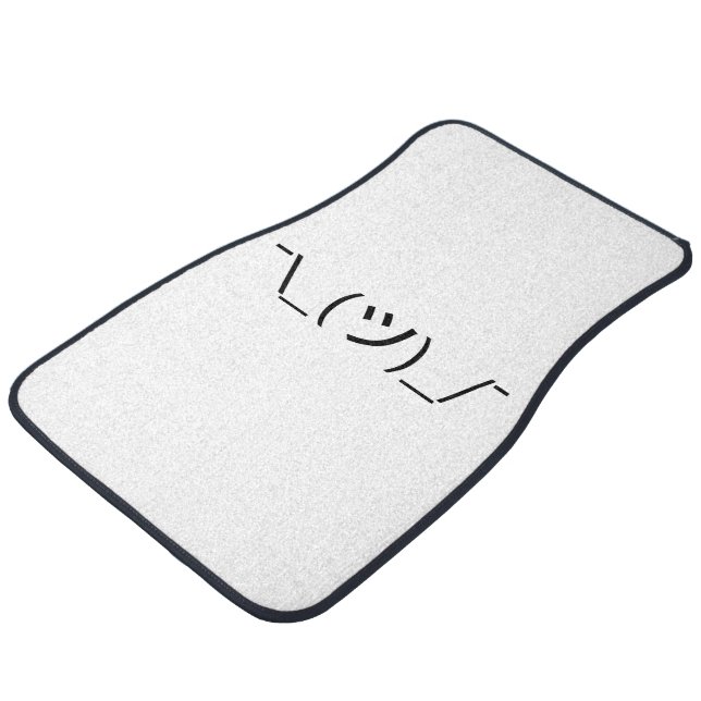 Shrug Emoticon ¯\_(ツ)_/¯ Japanese Kaomoji Car Floor Mat (Angled)