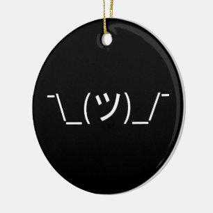 Shrug Emoticon ¯\_(ツ)_/¯ Japanese Kaomoji Ceramic Ornament
