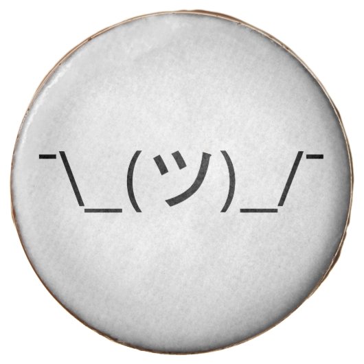 Shrug Emoticon ¯\_(ツ)_/¯ Japanese Kaomoji Chocolate Covered Oreo (Front)