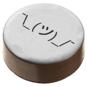 Shrug Emoticon ¯\_(ツ)_/¯ Japanese Kaomoji Chocolate Covered Oreo (Angled)