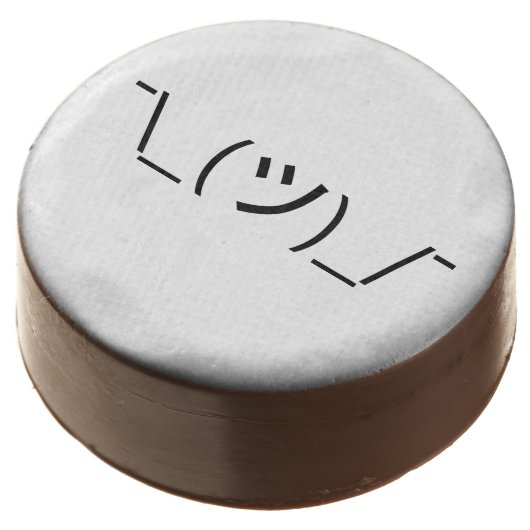Shrug Emoticon ¯\_(ツ)_/¯ Japanese Kaomoji Chocolate Covered Oreo (Angled)