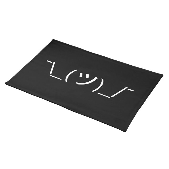 Shrug Emoticon ¯\_(ツ)_/¯ Japanese Kaomoji Cloth Placemat (On Table)