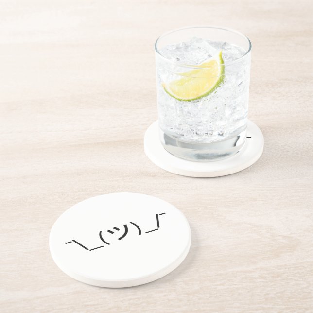 Shrug Emoticon ¯\_(ツ)_/¯ Japanese Kaomoji Coaster (Side)